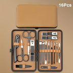 7/16/18Pcs Manicure Set Stainless Steel Professional Pedicure Kit Nail Grooming Kit Clippers Kit with Black PU Leather Case
