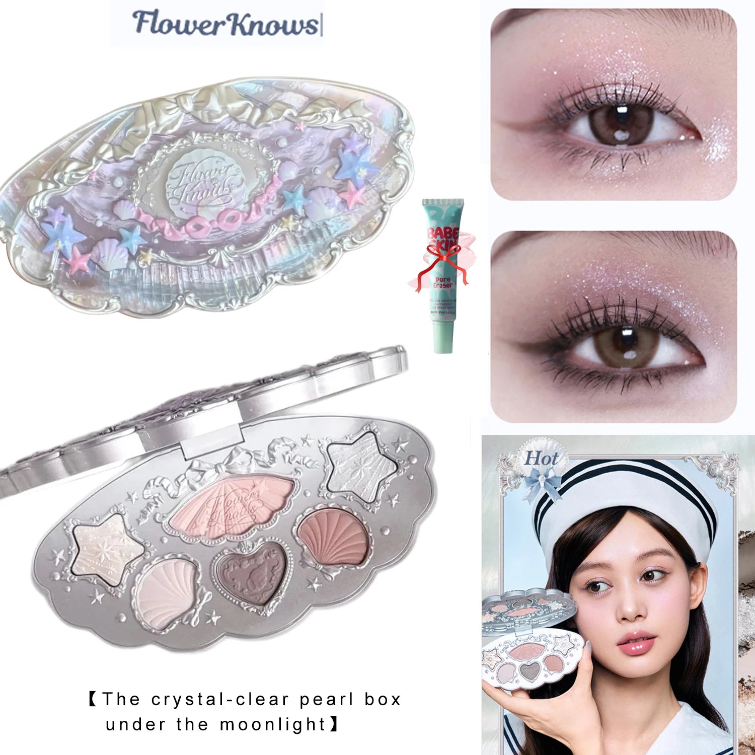 Flower Knows Chocolate Wonder-Shop 8-Color Eyeshadow Palette Matte Shimmer Waterproof Highly Pigmented Long Lasting Makeup