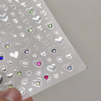 5D Gradient Love Gem Glitter Love Heart Colorful Cat's Eye Rhinestone Soft Self Adhesive Nail Art Stickers Shiny Manicure Decals
