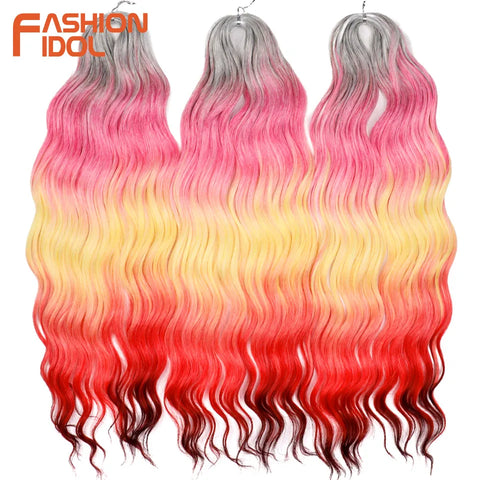 Anna Hair Synthetic Loose Deep Wave Braiding Hair Extensions 24 Inch Water Wave Braid Hair Ombre Blonde Twist Crochet Curly Hair