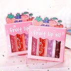4Pcs Peach Strawberry Fruit Roll-on Lip Balm Set Makeup Moisturizing Clear Cherry Grape Transparent Lip Oil Hydrating Lip Gloss