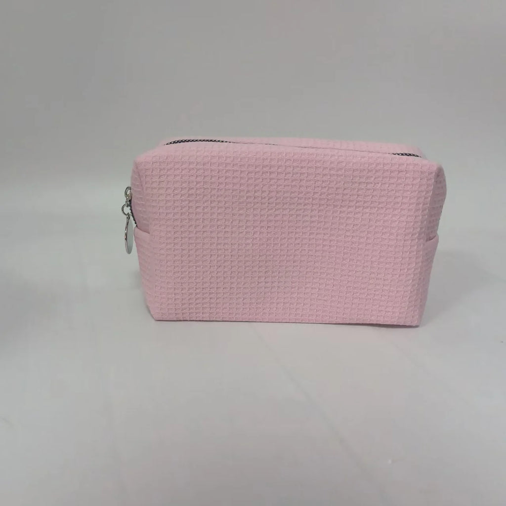 New Waffle Cosmetic Bag, Personalized Monogrammed Toiletry Bag, Embroidered Make Up Bag,Bridesmaid Makeup Bag, Wedding Gifts