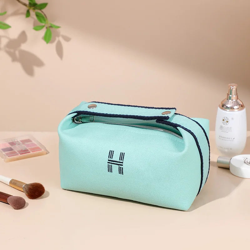 Minimalist Waterproof Toiletry Bag Portable Travel Organizer, Large Capacity Canvas Makeup Pouch, Japanese Style Dustproof Cosme