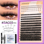 GROINNEYA Lashes Clusters Kit With Lash Bond And Seal And Eyelash Tweezers Waterproof Strong Hold DIY Lash Extension Kit Makeup