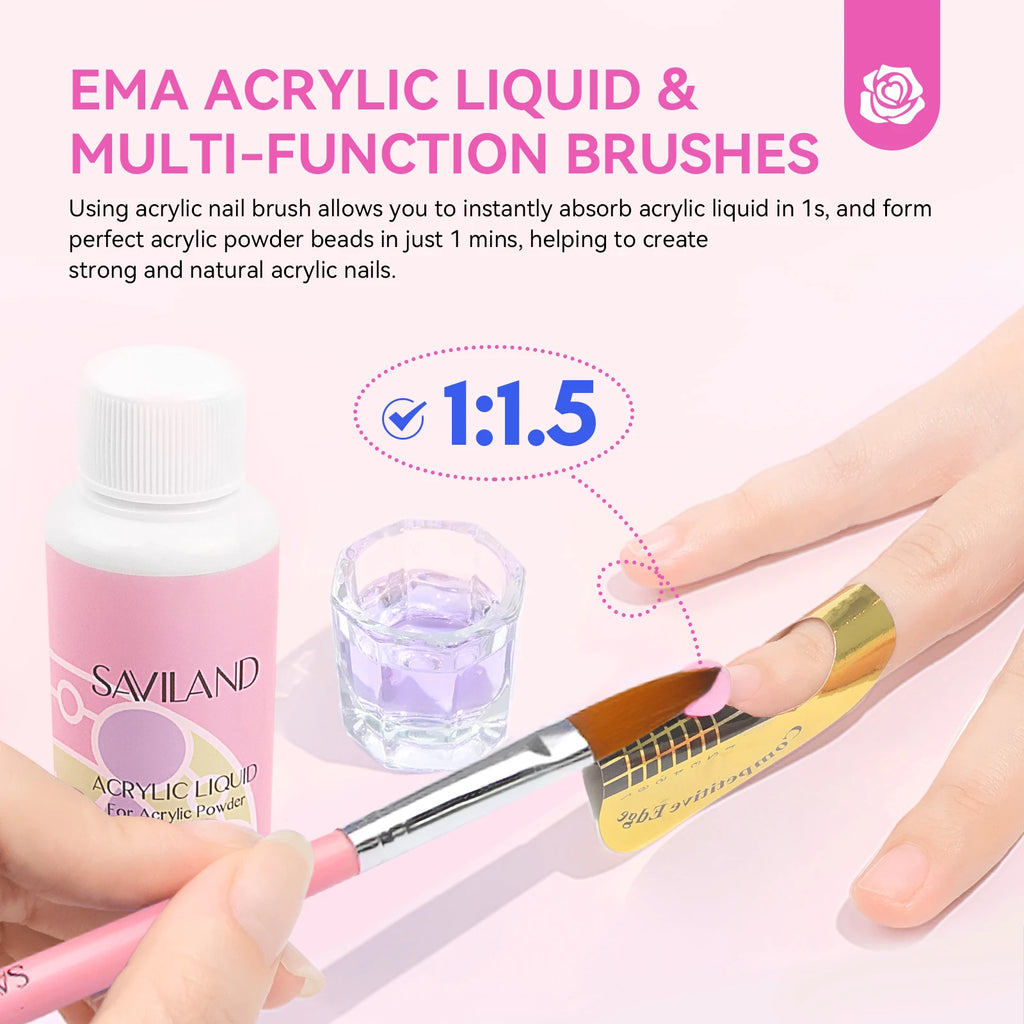 SAVILAND Full Acrylic Nail Kit With UV Nail Lamp Electric Nail Drill Machine Powder Gel Nail Polish Tools For Manicure Nail Art