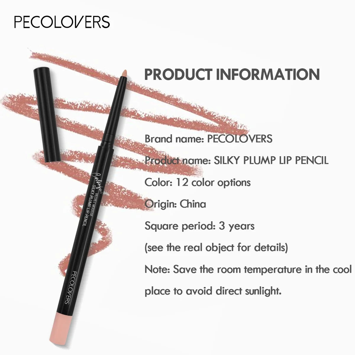 Nude Matte Lip Liner Pencil Lipstick Tint Makeup Waterproof Lasting Non-stick Lipstick Lip Liner Cosmetic
