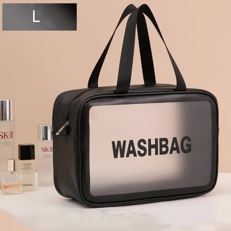 Portable Cosmetic Bag Large Capacity Dust Proof Make Up Storage Handbags PVC Fashion Transparent Travel Bags