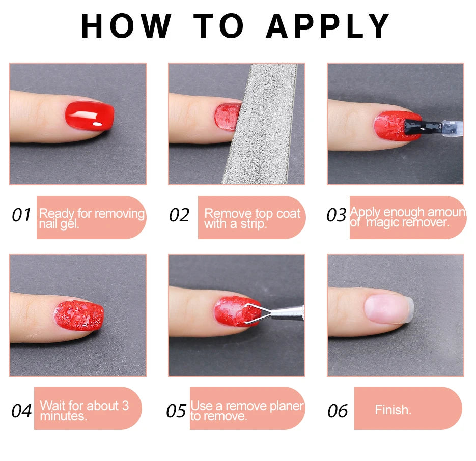 NAILCO 15ml Magic Fast Nail Gel Polish Remover Clean UV Soak Off Semi Permanent Varnish Nail Art Removal Tools Manicure Product