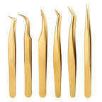 6PCS False Eyelash Tweezers Set For Fake Fan Lashes Extensions Planting Eyebrow Clip Eyelashes Tongs Makeup Nail Tools Kit