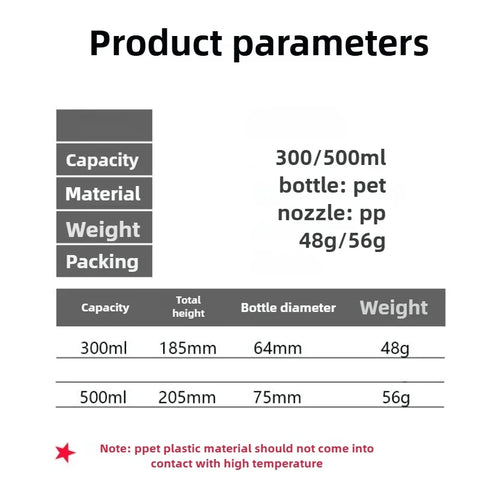 300/500ML Plastic Spray Bottle Large Capacity High Pressure Moisturizer Empty Container for Water Can Hair Stylist Hairdressing