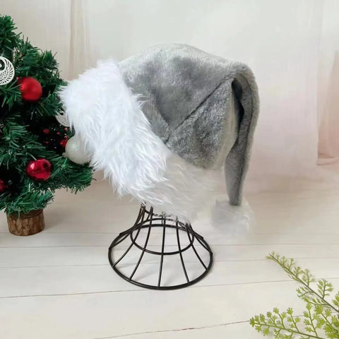 Christmas Santa Hat Xmas Pink Long Plush Holiday Red Black Hat For Adults And Kids Unisex 2024 New Year Festive Party Supplies