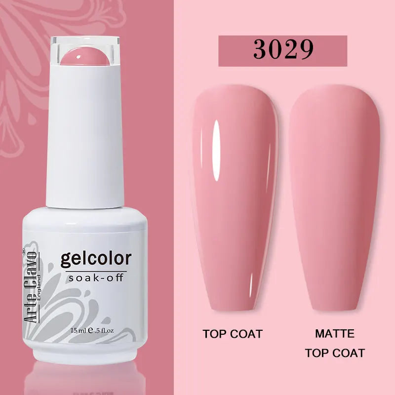 Arte Clavo Transparent Nude Pink Color Jelly Gel Nail Polish Semi Permanent 15ml Top Coat Soak Off UVLED Varnish Nail Art Design