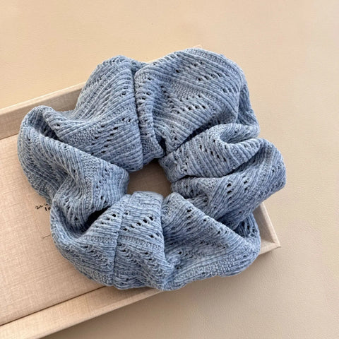 Soft Chenille Velvet Hair Scrunchies Large Hair Ties For Women Hollow Out Corduroy Head Bands Winter Warm Ponytail Holder 1Pc