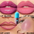 4-in-1 Lip Kit Lip Stain Gloss Liner & Blush, 3 Colors Multipurpose Liquid Lipstick Set, Waterproof Long Lasting,Makeup Gift Set