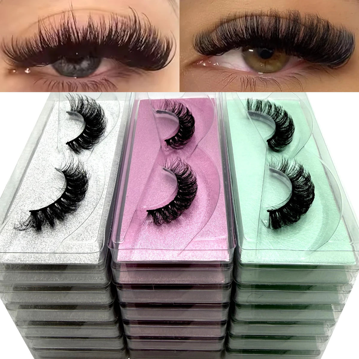 New 21Pairs Natural Fluffy Volume False Eyelashes Dramatic Thick 3D Mink Lashes Extension Makeup Lashes Wholesale Cílios In Bulk
