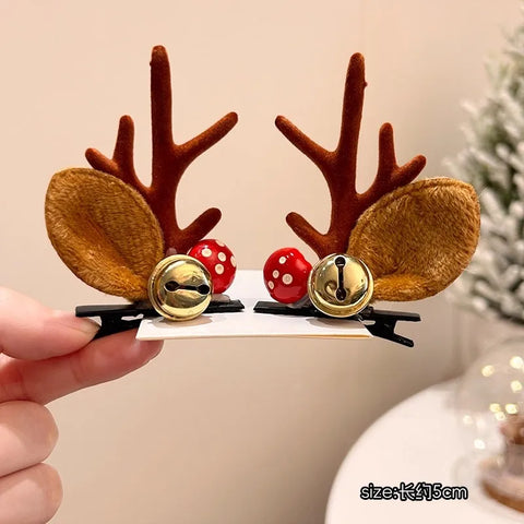Christmas Hair Accessories 1Pair Cute Cartoon Antler Hair Clips For Women Girls Lovely Hair Ornament Hairpins Barrettes Hairgrip