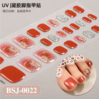 26Tips French Leopard Print UV Gel Toenail Sticker Bronzing Dye Gradient Cross-border Semi Baked Gel Nail Sticker UV Lamp Needed