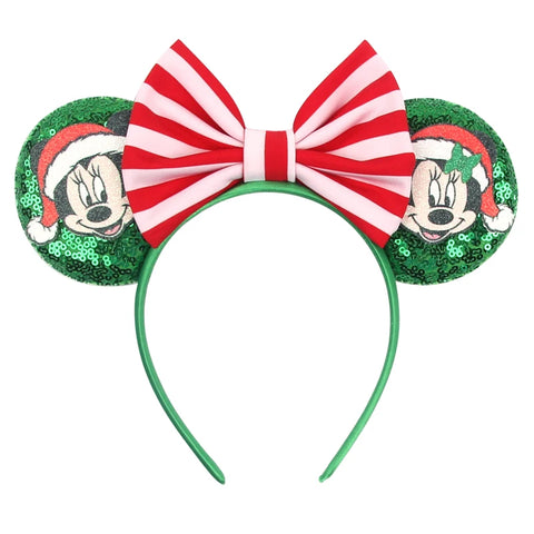 Disney Mickey 3.3"Velvet Ears Headband For Girls Soft Bow Hairband Halloween Festival Party Christmas DIY Hair Accessories
