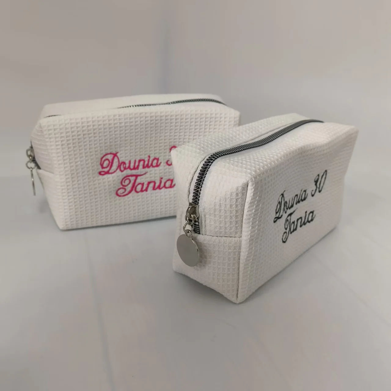 New Waffle Cosmetic Bag, Personalized Monogrammed Toiletry Bag, Embroidered Make Up Bag,Bridesmaid Makeup Bag, Wedding Gifts