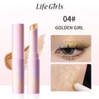Water-Gel Eyeshadow Stick Is a Single-Swipe Makeup Highlighter Eyeshadow Stick with a Pearlescent Shimmer in Various Colors. Glowing Highlighter Eyeshadow Stick Is a Stick That Can Be Used on Both Eyebrows. The Waterproof Eff