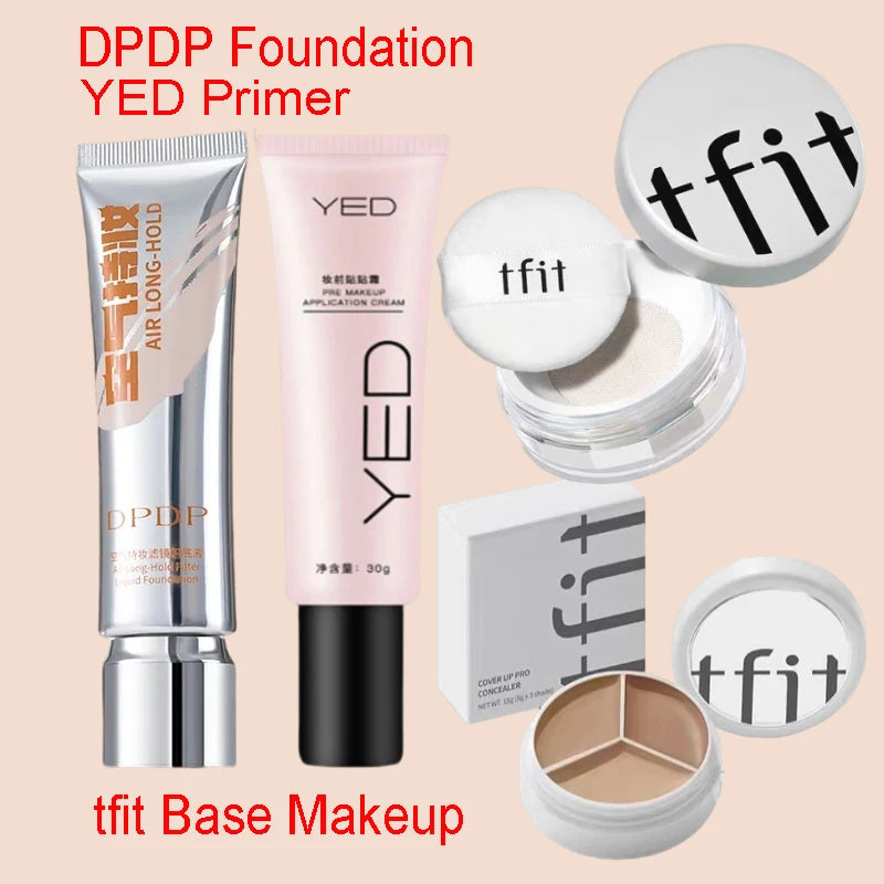 DPDP Foundation and TFIT Powder Set Yed Primer Natural Concealer Perfect for All Skin Base Makeup Korea Cosmetics Kit