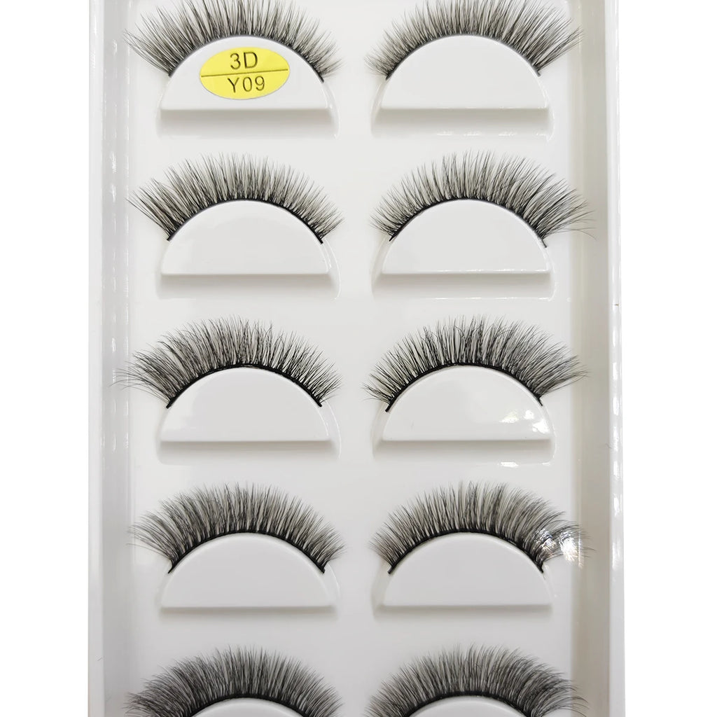 5 Pairs Natural 3D Mink False Eyelashes, Soft Wispy, Fluffy Eye Faux Lashes, Make Up Eyelash, Beauty Cat Cilios, 9 Styles