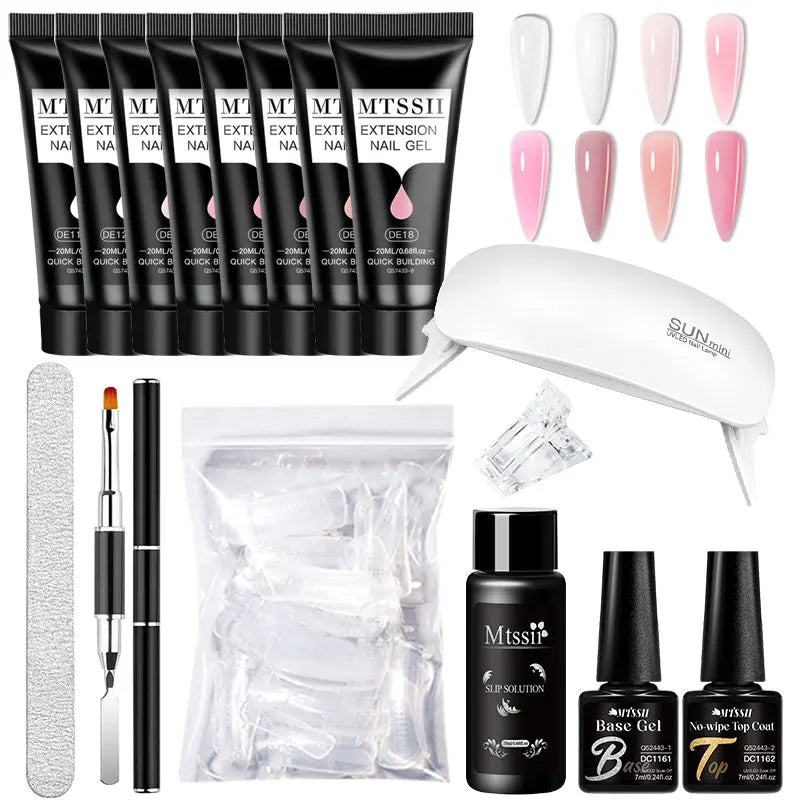 Mtssii 17PCS/Set 20ml Nail Extension Gel Set Builder UV Gel for Nails With 6W UV LED Lamp Nail Extension Tools Kit For Beginner