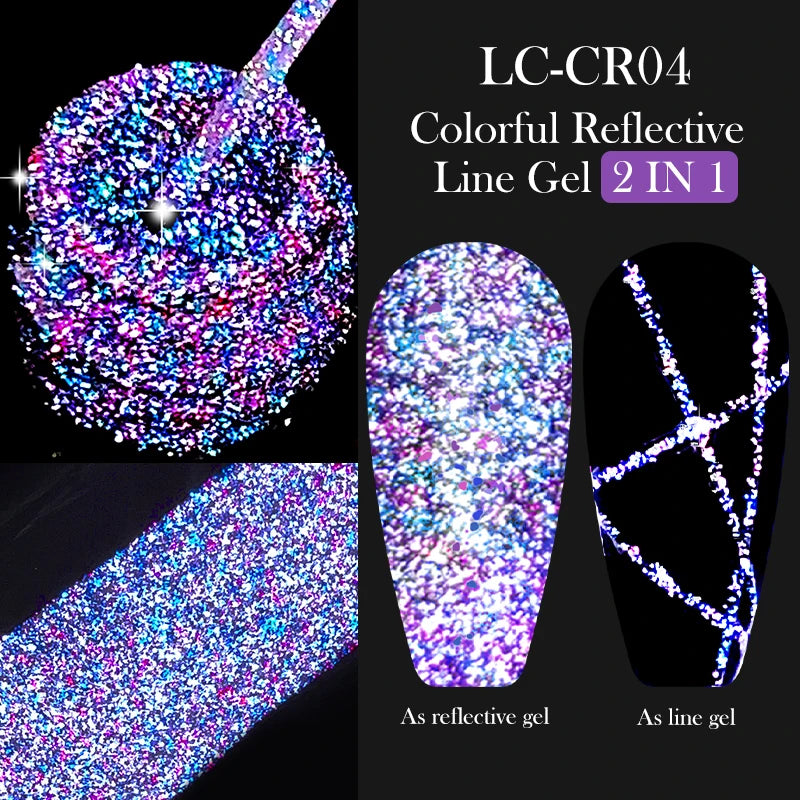 LILYCUTE 5ML Metallic Painting Liner Gel Nail Polish Super Bright Gold Silver Mirror Drawing Gel Semi Permanent Line French Nail