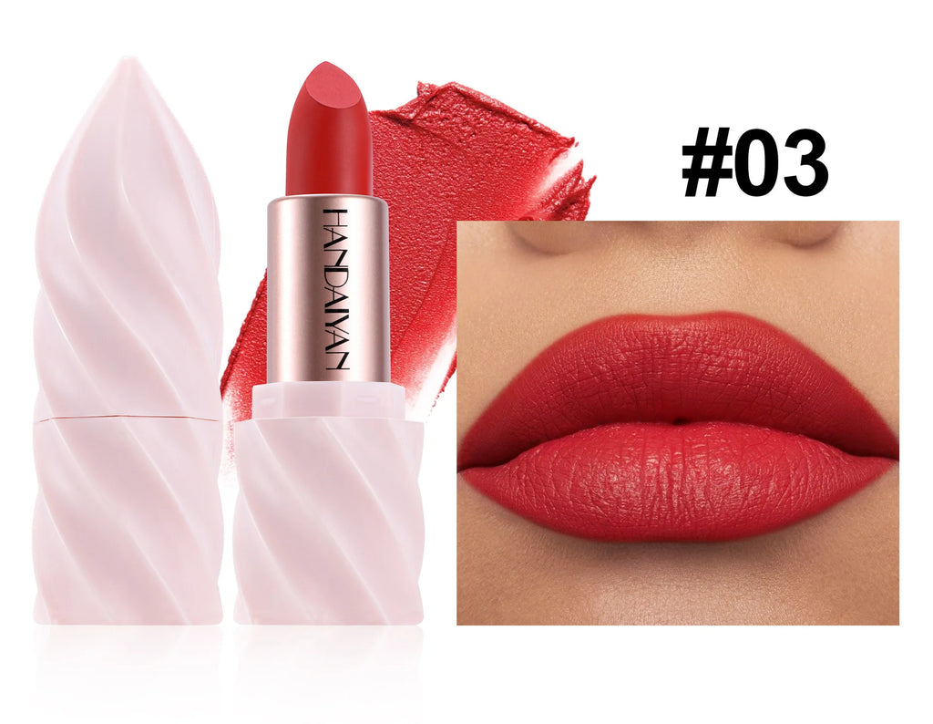 Matte Velvet Lipstick Ice Cream Long Lasting Waterproof Nourishing Moisturizing Highly Pigmented Satin Lip Gloss Non Stick Cup