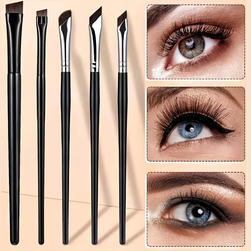 5pcs eyeliner brush set, with tilted fine blade, suitable for precise application - suitable for all skin types.