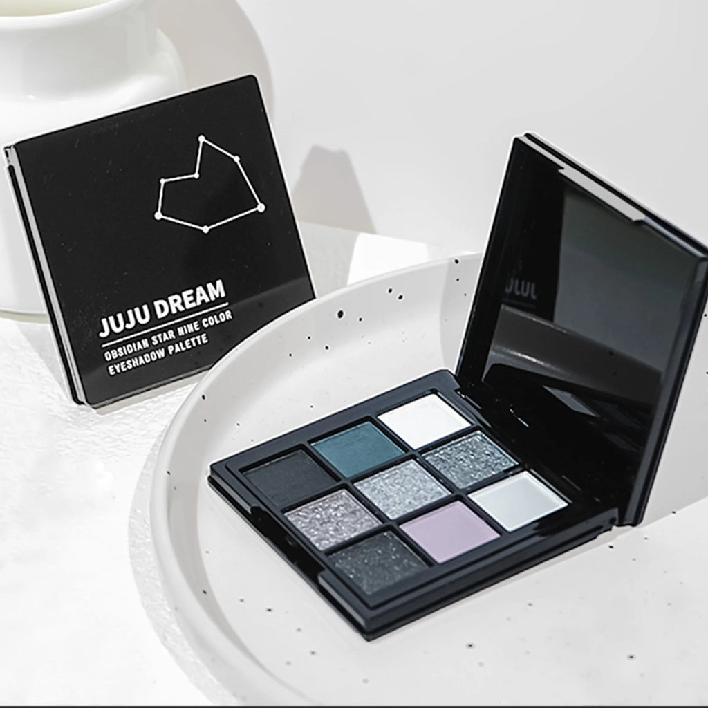 Nine-color eyeshadow palette Makeup Brush, gray-pink smoky makeup, matte pearlescent silkworm brightening makeup