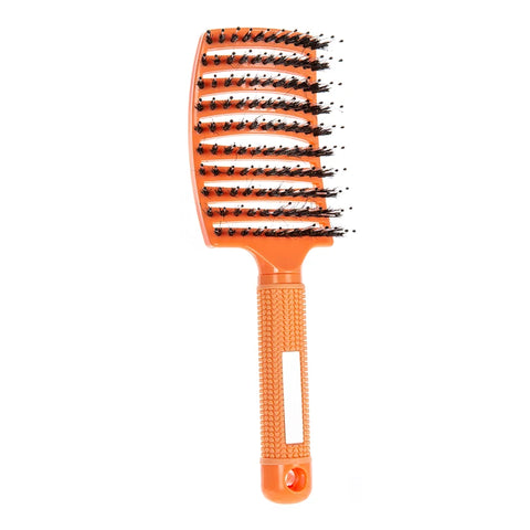 1pcs Detangling Curved Vented Boar Bristle Hair Brush Magic Scalp Massage Comb Hollow Out Anti-static for Wet Curly Hair Salon