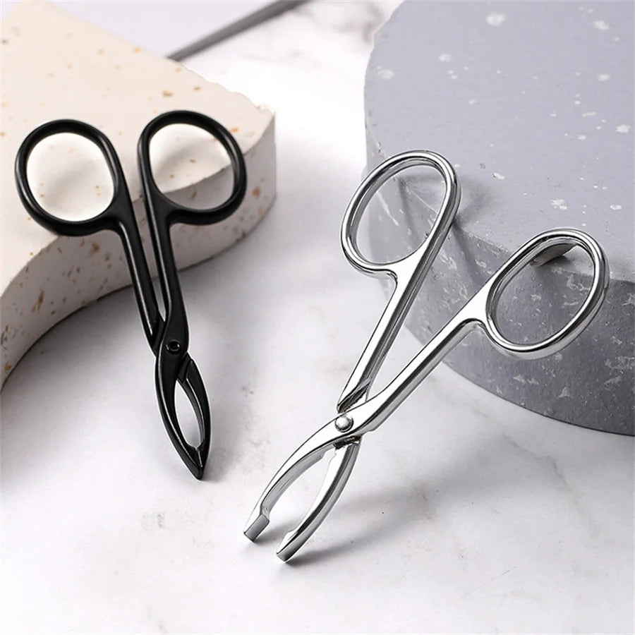 1PC Eyebrow Tweezers Scissor Handle Flat Straight Tip Hair Plucker Stainless Steel Brow Tweezers Slanted Tip Shaped Eyebrow Clip