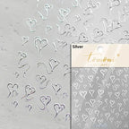 5D Gradient Love Gem Glitter Love Heart Colorful Cat's Eye Rhinestone Soft Self Adhesive Nail Art Stickers Shiny Manicure Decals