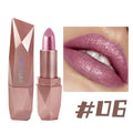 Diamond Glitter Lipstick Long Lasting Waterproof Moisturizing Highly Pigmented Metallic Shine Pearlescent Non Stick Cup Lipstick