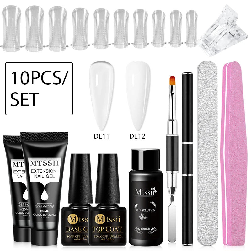 Mtssii 17PCS/Set 20ml Nail Extension Gel Set Builder UV Gel for Nails With 6W UV LED Lamp Nail Extension Tools Kit For Beginner