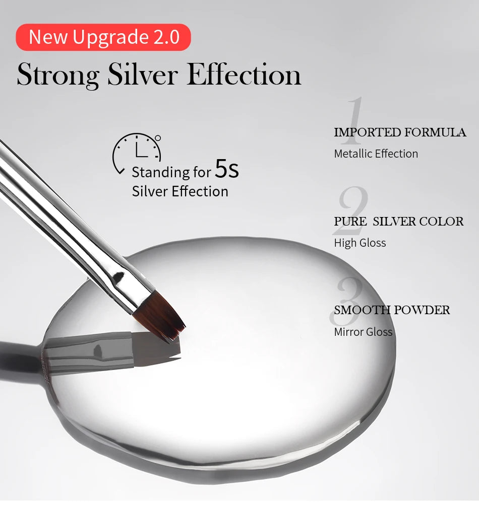 BORN PRETTY 5ml Metallic Painting Gel Polish Strong Silver Effection Nail Art Soak Off Gel Nail Polish Silver Mirror Gel