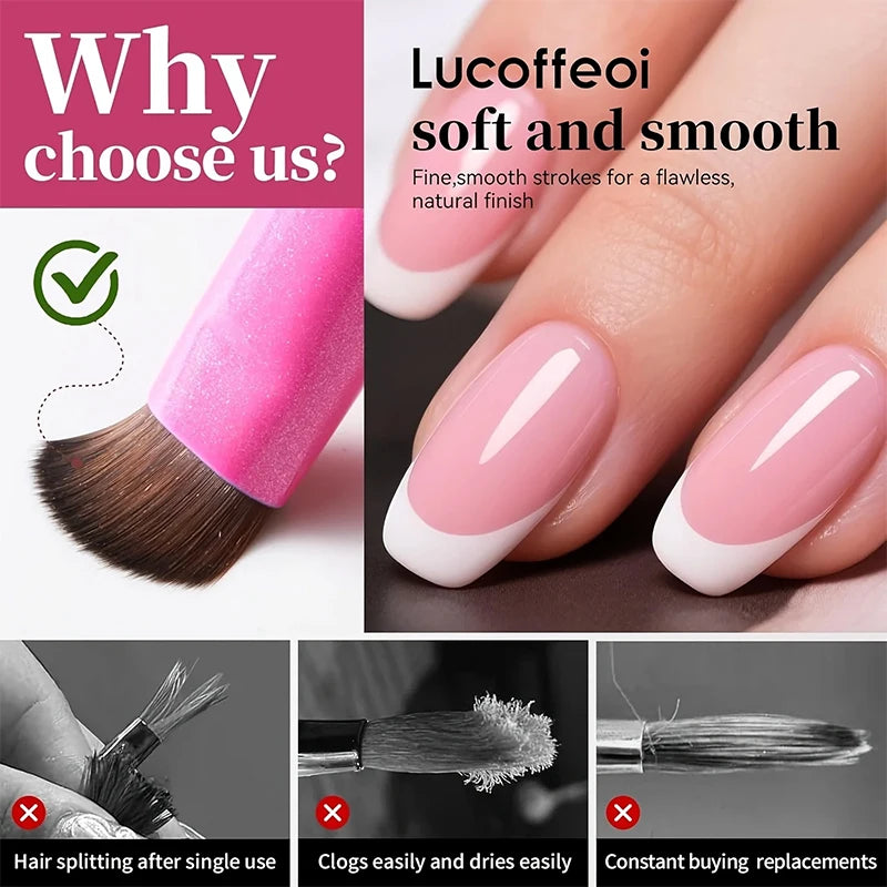 3 in 1 New French Nail Brush,with Multi-function Brush Head-Fine Nail Brush,Suitable for Gel and Acrylic Nails,Precise Cleaning
