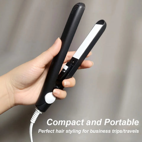 Electric Ceramic Mini Hair Straightener Unisex Portable Flat Iron Wet/Dry Straightening Curling Irons Black FastHeat Hair Curler