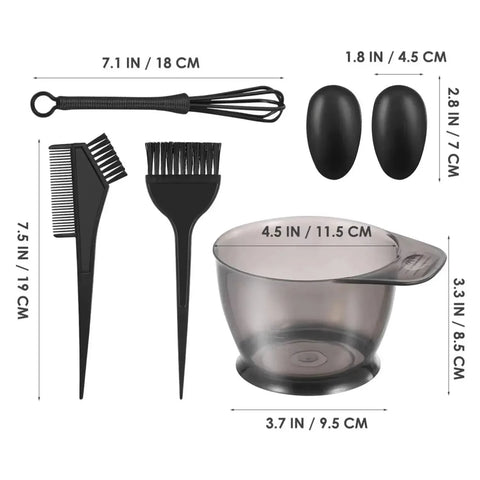 【Hot sales】6pcs/set Professional Hair Coloring Kit for Barber Salon and Home Use - Includes Hairdressing Tools for Perfect
