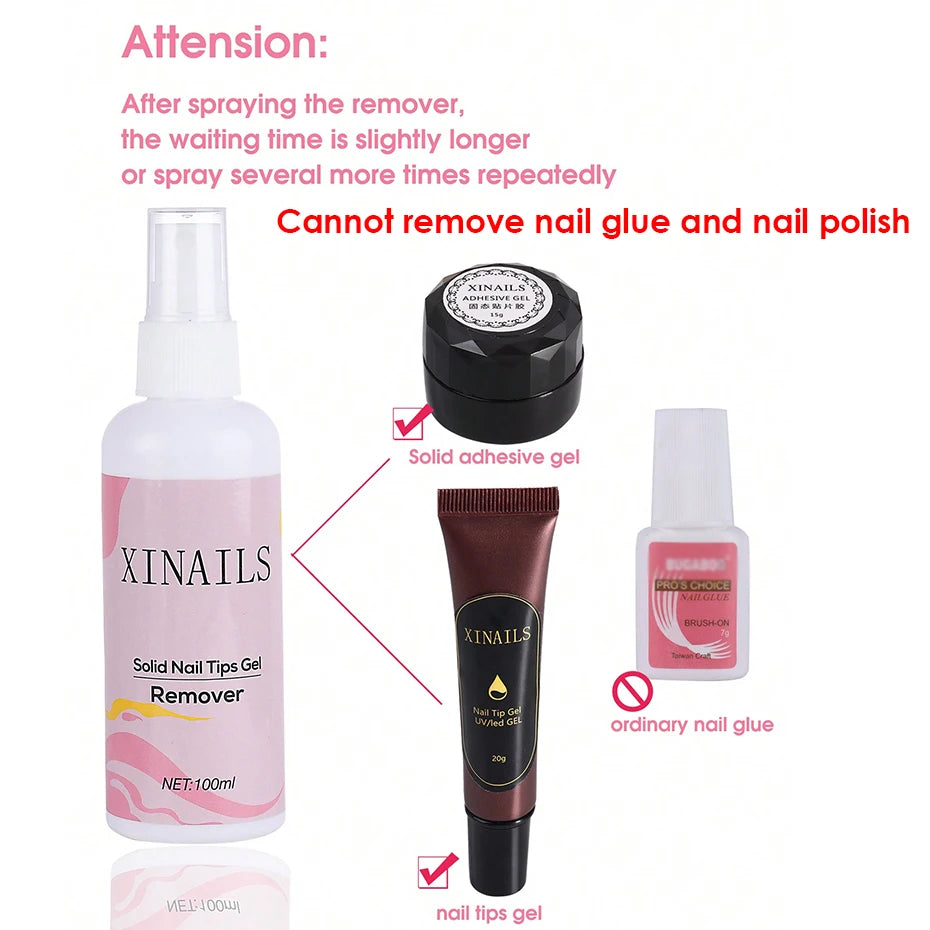 100ml False Nail Tips Solid Adhesives Gel Remover Nail Liquid Easy To Soften Remover Press On Nails Gel Fake Tips Remover Tools