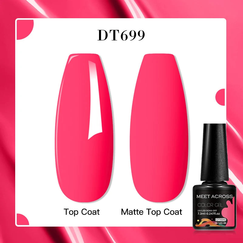 MEET ACROSS 8 Colors Mirror Gel Nail Polish Long-lasting Quick-drying Metallic Gold Silver Red Semi Permanent Varnish Nail Art