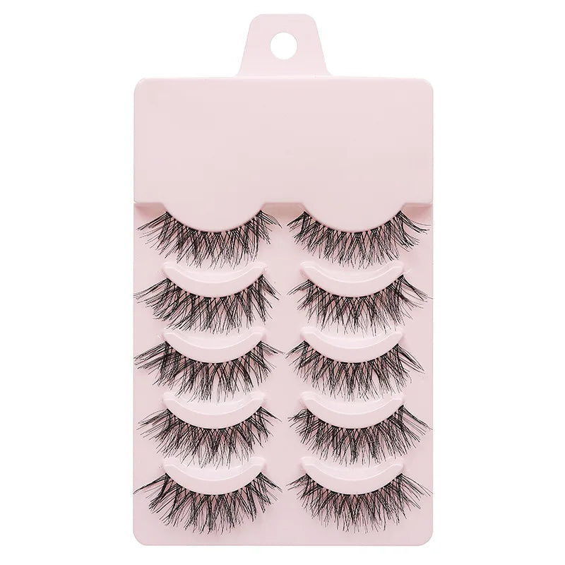 Natural Long Cosplay Makeup Cross Strip False Eyelashes Black Eye Lashes and Cat Eye Lashes 5pairs Mink Eyelashes Faux Cilios