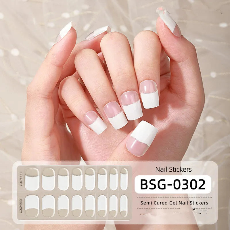 Leopard Semi-Cured Gel Nail Strips Simple Transparent Color Adhesive Long Lasting Gel Nail Stickers Harden In UV Lamp Need