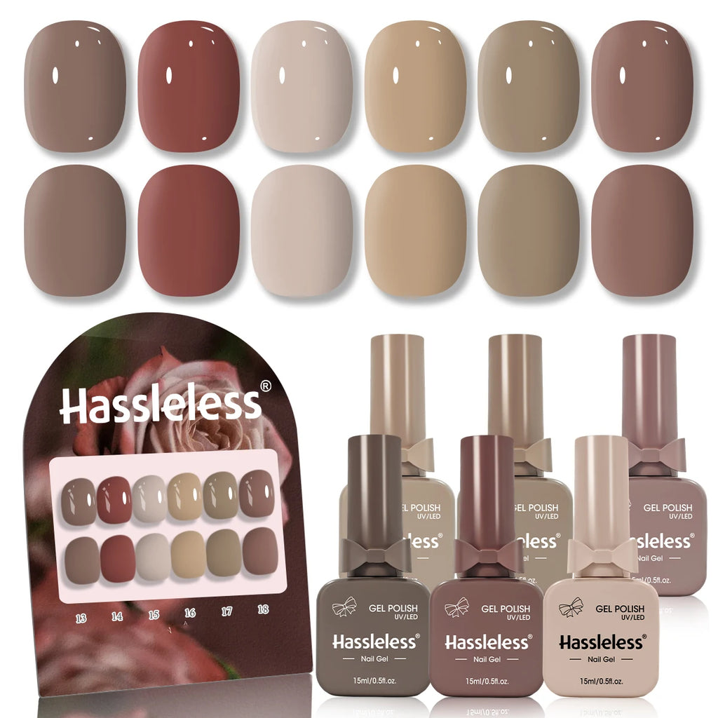 6-piece nail polish set, 15ml/bottle, suitable for all seasons, semi-permanent, easy to apply, DIY nail art designs, colorful na