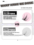GROINNEYA Manga Lash Clusters Kit Cat Lashes with Lash Bond & Seal Cluster Eyelash Extensions Eyelash Clusters Kit DIY Lashes
