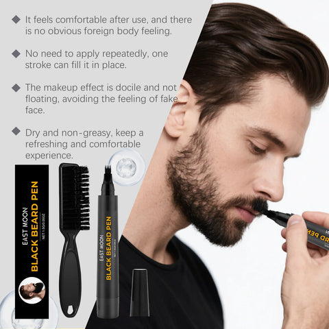 Black Beard Filling Pen - Waterproof and Sweat-proof Double-ended Beard Styling Set (For Daily Use) Long-lasting, Non-fading