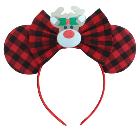 2023 Disney Christmas Mickey Ears Headband For Girls Sequins Bow Festivall Party Hairband DIY Hair Accessories