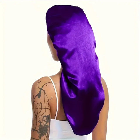 Silky Long Bonnet For Sleeping Solid Color Night Cap For Women Hair Care Tools For Sleeping In Overnight