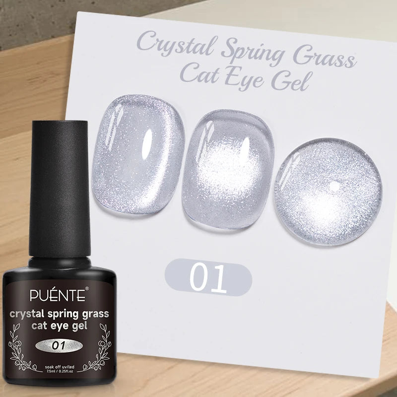 PUETNE 7.5ML Amber Moonlight Cat Magnetic Gel Nail Polish Winter Nails Jelly Glass Cat Eye Soak Off UV Semi-Permanent Varnish